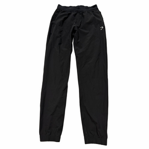 Gymshark Activewear Lightweight Airy Black Jogger Pants White Logo Athletic